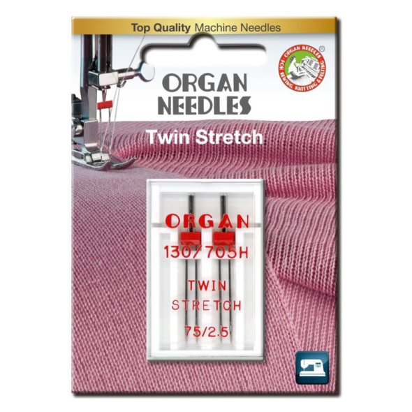 Organ Needles Twin Stretch 130/705H 75/2.5 2er Set 